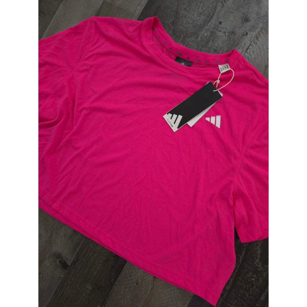 Adidas Training Shock Barbie Pink Cropped Climacool T-Shirt JY2213 Large NWT